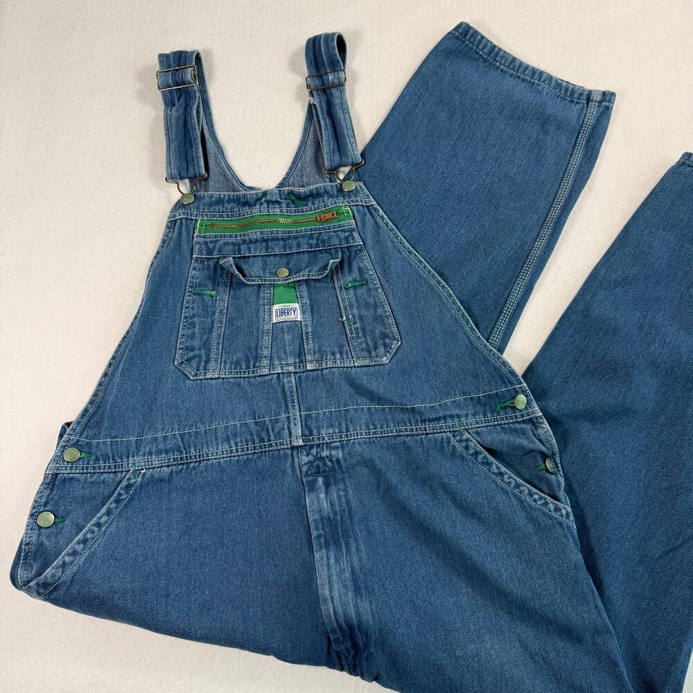 Liberty Mens 42x30 Denim Bib Overalls medium wash